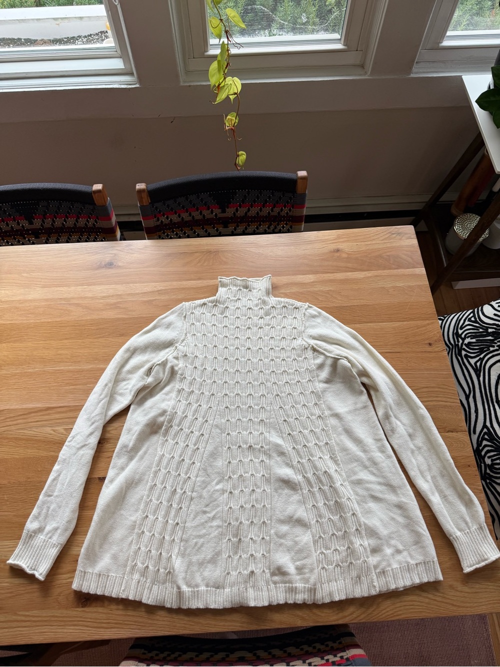 Pilcro Cream Cable Turtleneck Swing Sweater - Picture 2 of 6